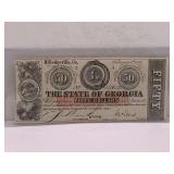 2/2/1863 $50 THE STATE OF GEORGIA - MILLEDGEVILLE, GA NOTE (US OBSOLETE CURRENCY) EXCELLENT CONDITION - UNCERTIFIED