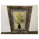 Large framed botanical art, the frame glass is cracked on this piece, see pictures for details.