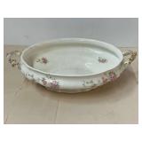 Lovely vintage porcelain handled vegetable dish with Rose motif, see pictures for details.