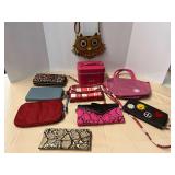 Assorted ladies clutches, and more. Approximately 10 pieces, see pictures for details.