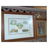 FRAMED ART INCLUDING NORMA JEANNE TRAMMELL HISTORY OF MILLEDGEVILLE CHURCH COLLAGE