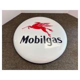 Round Mobilgas enamel metal sign, see pictures for details.