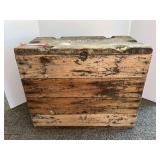 Primitive wooden box, believed to be military use, see pictures for details.