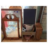 Mystery lot to include assorted vintage framed mirrors, home decor, metal gas can, and more. See pictures for details.