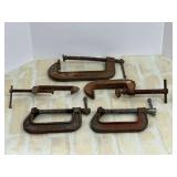 C-clamps, approximately five pieces, see pictures for details.