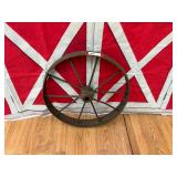 Antique metal tractor/wagon wheel, see pictures or details.