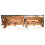 Lovely carved wood knickknack shelving, set of two, see pictures for details.