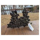 HUMMINGBIRD MOTIF CAST IRON WALL MOUNT HOSE RACK