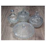 VINTAGE FORMAL GLASS COVERED CANDY DISHES