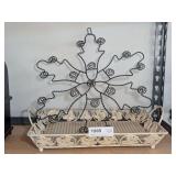 SHABBY CHIC METAL FOOTED TRAY AND WIRE WALL ACCENT