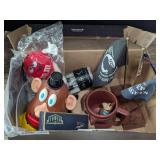 BOX OF CURIOSITIES INCLUDING FACTORY SEALED M&M CANDY, MR. POTATO HEAD, OLD BOW TIE, AND MORE