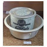 OLD FRABILLS MINNOW BUCKET & ALUMINUM WASH BOWL