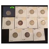 (11) LIBERTY 5 CENT COINS FROM 1883-1901 - SEE PHOTOS FOR CONTENTS