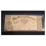 STATE OF GEORGIA $10 BANK NOTE DATED DEC 25, 1865