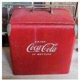 LARGE VINTAGE COCA COLA METAL CARRY COOLER 17" X 16" X 11"