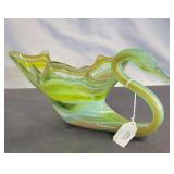 LARGE VINTAGE BLOWN ART GLASS SWAN PLANTER