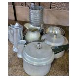 VINTAGE PRESSURE COOKERS, ALUMINUM PITCHER & MUCH  MORE