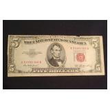 SERIES 1953 RED SEAL $5 BANK NOTE