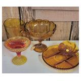 VINTAGE AMBER GLASSWARE