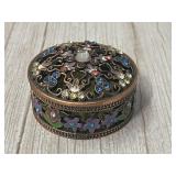 Lovely floral enameled trinket box, see pictures for details.