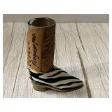 Leather wrapped souvenir shot glass boot, see pictures for details.