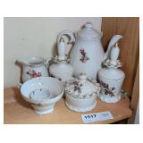 VINTAGE DECORATIVE PORCELAIN CHINA, SEVEN PIECES