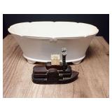 VINTAGE FOOTED PLANTER AND AVON STEAMSHIP BOTTLE