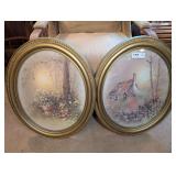 PAIR OF VINTAGE COUNTRY ART PRINTS IN OVAL FRAMES