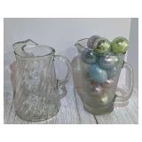 KIT… Vintage glass pitchers, two pieces, also include includes Easter “eggs” decor, see pictures for details.