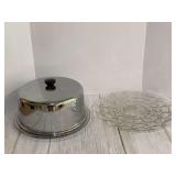 KIT… Serving/cake platters, also includes a stainless cake cover, three pieces total, see pictures for details.