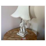 LR… Vintage ceramic side table lamp, comes with round wooden table, see pictures for details.