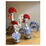 3 CERAMIC ROOSTERS HANDPAINTED MADE IN PORTUGAL