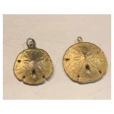 2 VINTAGE BOTTO GOLD SHINEY DIPPED SAND DOLLARS