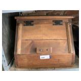 NICE HANDMADE SOLID WOOD BOX WITH HINGE & SMALL WHITE SHELF - CARPORT