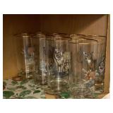 8 VINTAGE HAND PAINTED WILDLIFE GLASS TUMBLERS - KITCHEN