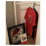 GA BULLDOG LOT TO INCLUDE 3 SHIRTS, BOOK, HAND PAINTED OIL ON CANVAS FRAMED ARTWORK 19X23 - FOYER