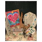 ASSORTMENT OF HANDMADE PLASTER WALL HANGINGS & MORE - SUNPORCH