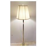 MAIN… Brass finish floor lamp with glass accent base, see pictures for details.