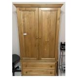 Master… Wooden entertainment armoire, enclosed cabinet has two storage drawers, and two storage drawers in the bottom, also comes with a Samsung￼ DVD/VCR player, this is a nice repurposing piece, 