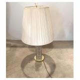 MAIN…Block cube glass table lamp with brass finish base, see pictures for details.