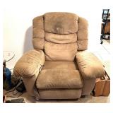 LR… La-Z-Boy massage chair, working condition unknown, this piece needs deep cleaning, however, no visible tears, and appears to be in relatively good shape. Also comes with a wooden magazine/newspa