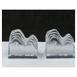 LR… Clear, handmade Blenko art glass book ends, see picture for details.