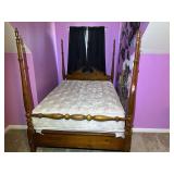 BR4…Nice  wooden four poster bed, comes with headboard, footboard, free mattress, side rails, and bed covering. See pictures for details.