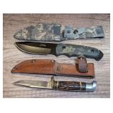 RITE EDGE AND VINTAGE BONE HANDLE FIXED BLADE KNIVES WITH HOLSTERS