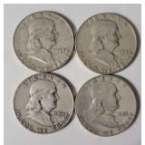 (4) FRANKLIN HALF DOLLAR COINS