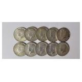 (10) KENNEDY HALF DOLLAR COINS - 40% SILVER