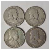 (4) FRANKLIN HALF DOLLAR COINS