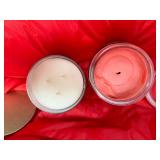 Lot # 0155 set of two candles one new with lid one used with no lid