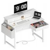 Lufeiya Small White Desk with Fabric Drawers for B