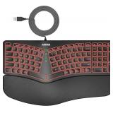 Arteck Ergonomic USB Wired Keyboard with Cushioned